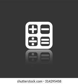 Calculator vector icon with mirror reflection