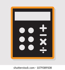 Calculator Vector Icon - Modern black calculator. Stationery, Science, Education