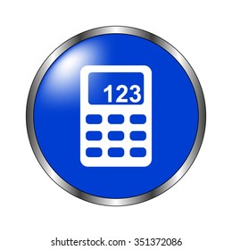Calculator - vector icon on the blue button