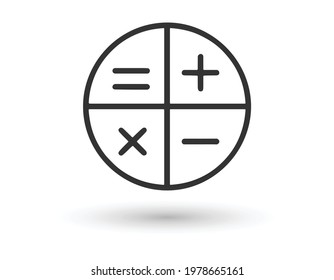 Calculator vector icon on white background. Line style