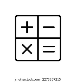 Calculator vector icon, Outline style, isolated on white Background.