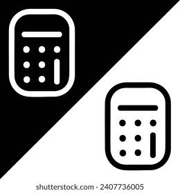 Calculator Vector Icon, Outline style, isolated on Black and White Background.