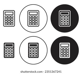 Calculator vector icon set. Calculator button symbol in black color. suitable for apps and web UI designs.