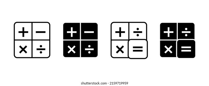Calculator vector icon set. Keyboard calculator and accounting symbol