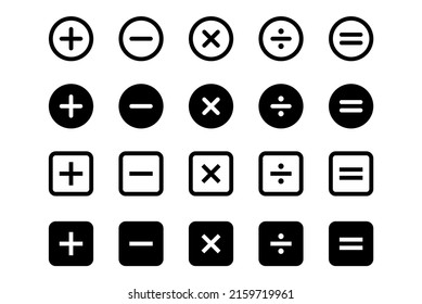 Calculator vector icon set. Keyboard calculator and accounting symbol in circle