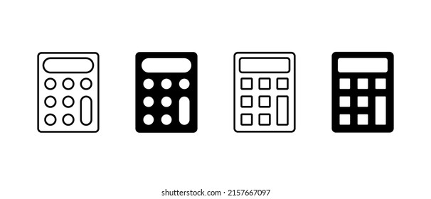 Conjunto de iconos del vector de la calculadora. Símbolo de calculadora de contabilidad de esquema para sitio web y aplicaciones