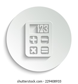 calculator  - vector icon with shadow on a round button