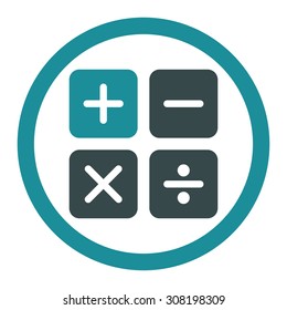 Calculator vector icon. This flat rounded symbol uses soft blue colors and isolated on a white background.