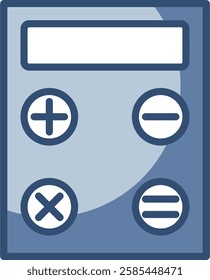 calculator vector icon transparent background. replaceable blue color design