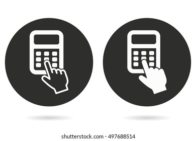 Calculator vector icon. White illustration isolated on black background for graphic and web design