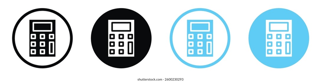 Calculator vector icons in black and blue colors