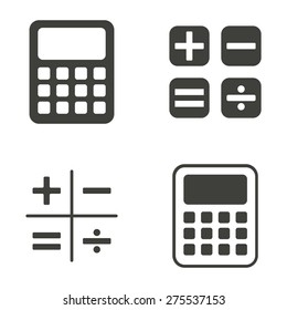 Calculator - vector icons in black on a white background.