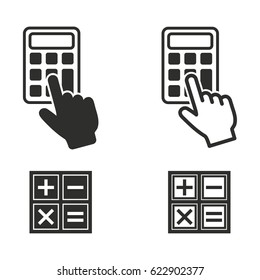 Calculator vector icons set. Black illustration isolated for graphic and web design.