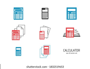 Calculator - vector icons set on white background. Symbol for web, infographics, print design and mobile UX/UI kit. Vector illustration, EPS10.