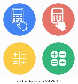 Calculator vector icons set. White illustration isolated for graphic and web design.