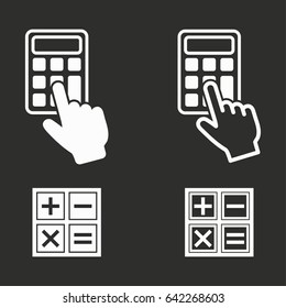 Calculator vector icons set. White illustration isolated for graphic and web design.