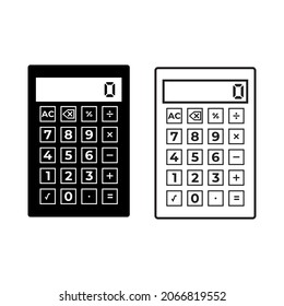 Calculator Vector Illustration isolated of flat and outline style design