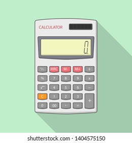 Calculator Vector Illustration With Long Shadow on green background - Vector