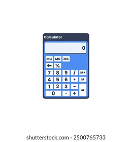 Calculator vector illustration. Mathematics math calculation calculator device with digits number button isolated on white color background 