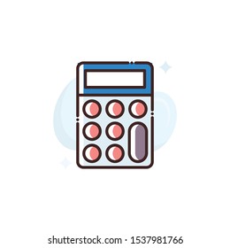 Calculator vector illustration. Outline filled Shipping and Delivery icons.