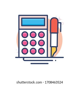 calculator vector illustration.  Startup and new business filled outline icon. 