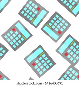 Calculator vector image. Mathematical symbol. Calculator is a symbol of the account seamless pattern on a white background.