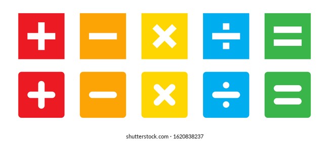 Calculator vector key isolated on white background. Addition, subtraction. Mathematical symbols icon set . Calculator, math icon. Vector pictogram.  EPS 10