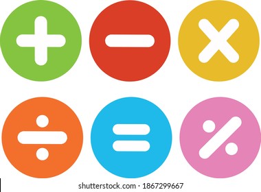 Calculator vector key isolated on white background. Addition, subtraction. Mathematical symbols icon. Calculator, math icon. Vector pictogram. Math symbols icon set. 