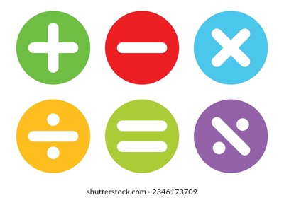 Calculator vector key isolated on white background. Addition, subtraction. Mathematical symbols icon. Calculator, math icon. Vector pictogram. Math symbols icon set.