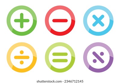 Rechner-Vektorschlüssel einzeln auf weißem Hintergrund. Addition, Subtraktion. Mathematische Symbole Symbol. Rechner, Mathematiksymbol. Vektorpiktogramm. Mathematik-Symbole in glänzendem Format.