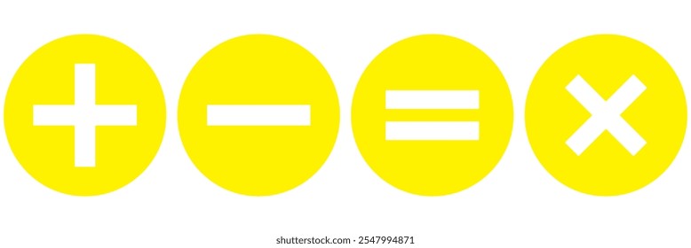 Chave vetorial da calculadora isolada em fundo branco. Adição, subtração. Ícone de símbolos matemáticos. Calculadora, ícone matemático. Pictograma vetorial. Conjunto de ícones de símbolos matemáticos.