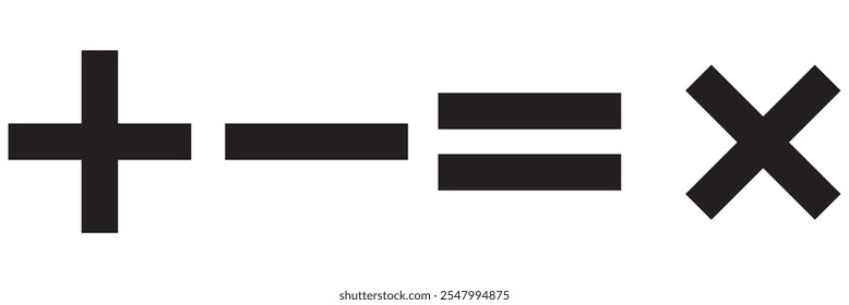 Chave vetorial da calculadora isolada em fundo branco. Adição, subtração. Ícone de símbolos matemáticos. Calculadora, ícone matemático. Pictograma vetorial. Conjunto de ícones de símbolos matemáticos.