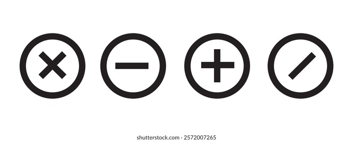 Calculator vector key isolated on white background. Mathematical symbols icon. Calculator, math icon. Vector pictogram. Addition, subtraction symbols icon set.