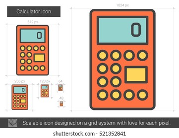 Calculator vector line icon isolated on white background. Calculator line icon for infographic, website or app. Scalable icon designed on a grid system.