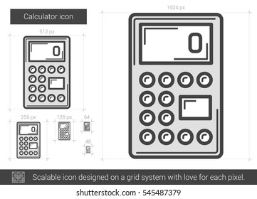 Calculator vector line icon isolated on white background. Calculator line icon for infographic, website or app. Scalable icon designed on a grid system.