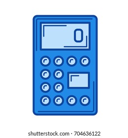 Calculator vector line icon isolated on white background. Calculator line icon for infographic, website or app. Blue icon designed on a grid system.