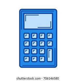 Icono de línea vector de calculador aislado en fondo blanco. Icono de línea de calculador para infografía, sitio web o aplicación. Icono azul diseñado en un sistema de cuadrícula.