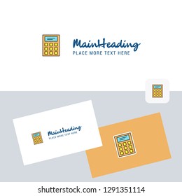 Calculator vector logotype with business card template. Elegant corporate identity. - Vector