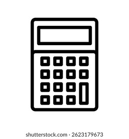 Calculator Vector for Math Tool and Financial Device. Electronic calculator illustration. Education and accounting concept. Line Icon