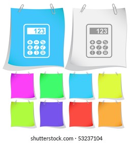 Calculator. Vector note papers.