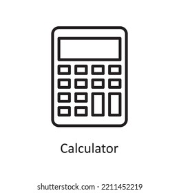 Calculator Vector Outline Icon Design illustration. Banking and Payment Symbol on White background EPS 10 File