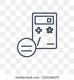 Calculator vector outline icon isolated on transparent background, high quality linear Calculator transparency concept can be used web and mobile