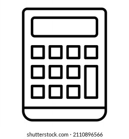 Calculator Vector Outline Icon Isolated On White Background
