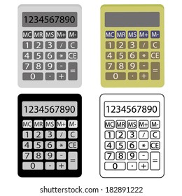 CALCULATOR VECTOR (SILHOUETTE, OUTLINE, GRAY SCALE,COLOR) VECTOR