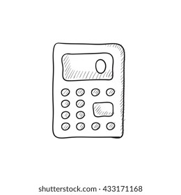 Icono de esbozo del vector de la calculadora aislado en el fondo. Icono de Calculadora dibujado a mano. Icono de esbozo de la calculadora para infografía, sitio web o aplicación.
