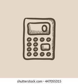 Icono de esbozo del vector de la calculadora aislado en el fondo. Icono de Calculadora dibujado a mano. Icono de esbozo de la calculadora para infografía, sitio web o aplicación.