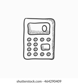 Icono de esbozo del vector de la calculadora aislado en el fondo. Icono de Calculadora dibujado a mano. Icono de esbozo de la calculadora para infografía, sitio web o aplicación.