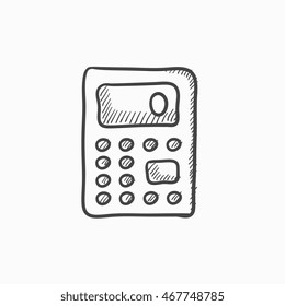 Calculator vector sketch icon isolated on background. Hand drawn Calculator icon. Calculator sketch icon for infographic, website or app.