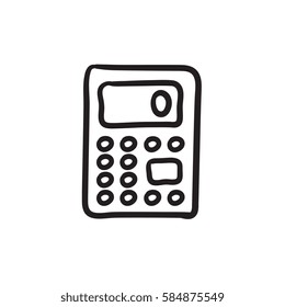 Icono de esbozo del vector de la calculadora aislado en el fondo. Icono de Calculadora dibujado a mano. Icono de esbozo de la calculadora para infografía, sitio web o aplicación.