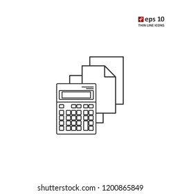 Calculator - vector thin line icon on white background. Symbol for web, infographics, print design and mobile UX/UI kit. Vector illustration, EPS10.